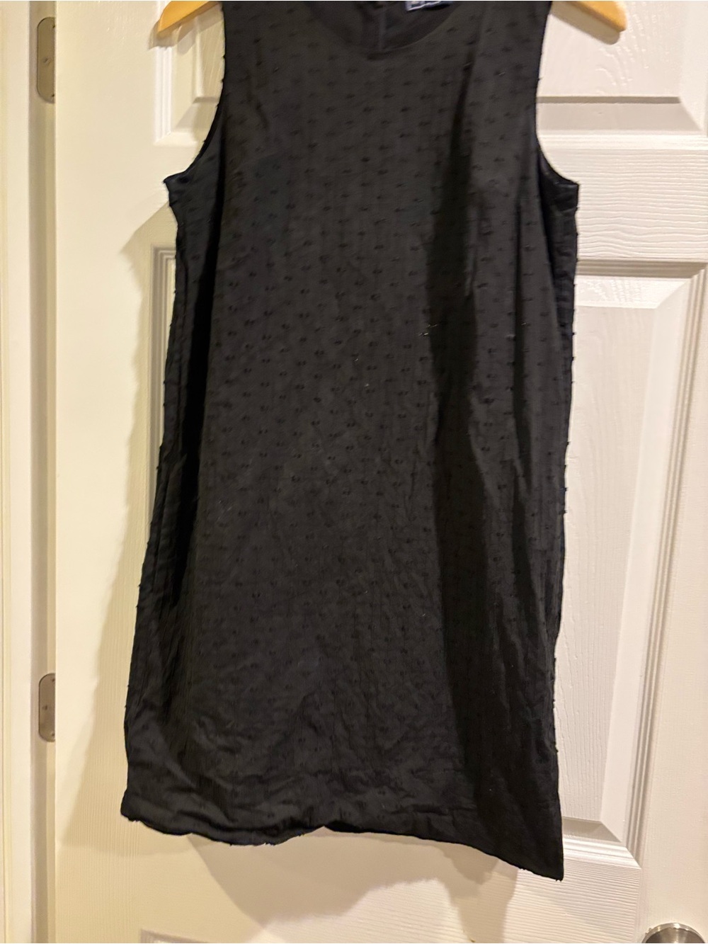 GAP Black Sleeveless Swiss Dot Shift Mini Dress